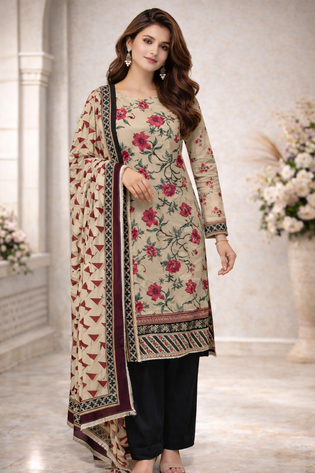 Zesh 3PC Premium Lawn Suit – Unstitched