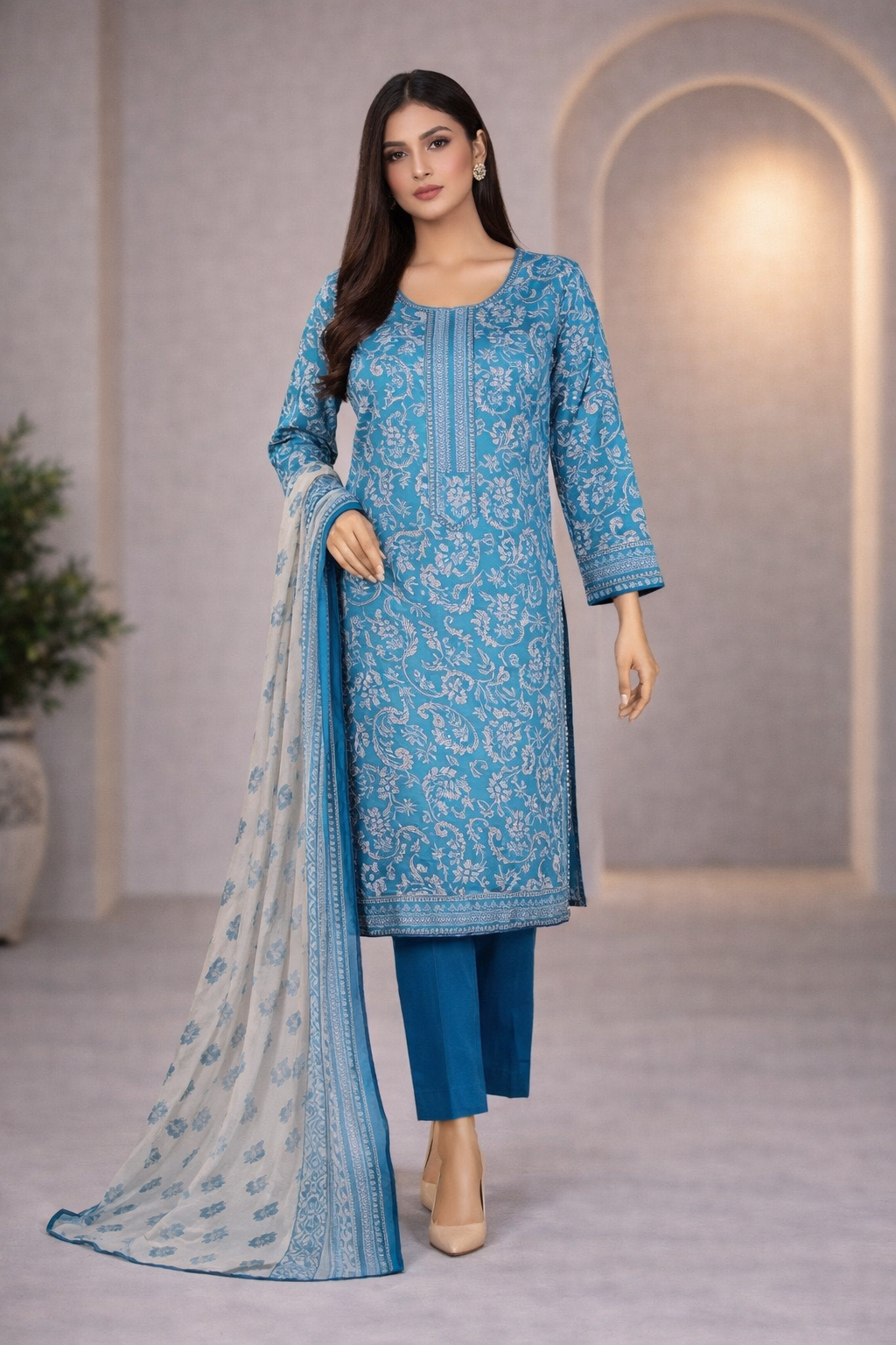 Mahira 3PC Digital Premium Lawn Suit – Unstitched